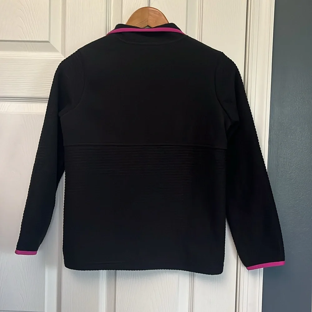 Girls Lands' End Black Fleece Jacket with Fuchsia Accents Size L 10/12